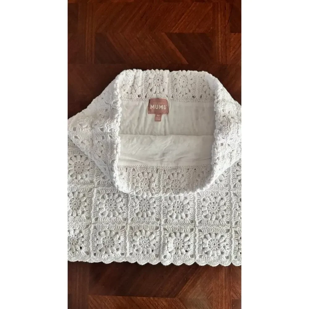 Show Me Your Mumu White Crochet Mini Skirt Size M Lined